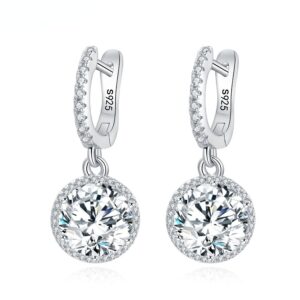 Sobling 925 Sterling Silver U Hoop Earring / Ear Buckle with Round 1ct 6.5mm Moissanite Diamond Customised available