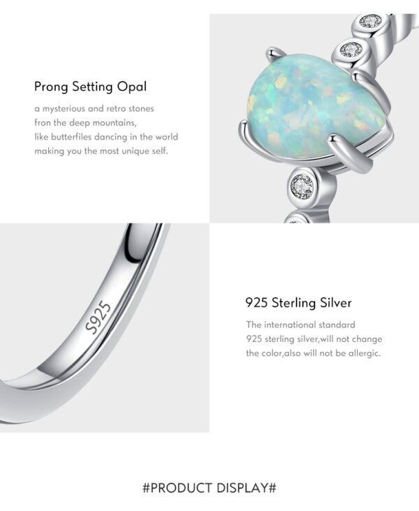 Sobling Real 925 Sterling Silver Elegant pear Colorful Opal Finger solitaire Ring white gold color For Women Valentine Christmas Gift Fine Jewerly manufacturer