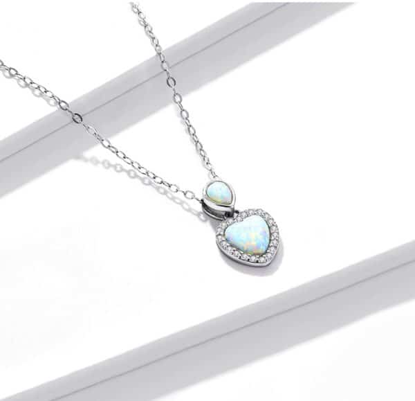 Sobling Love Heart Aqua Fire Opal bolo Bracelet Necklace Sterling Silver Jewelry Cubic zircon jewelry Set for Women Wedding Gift