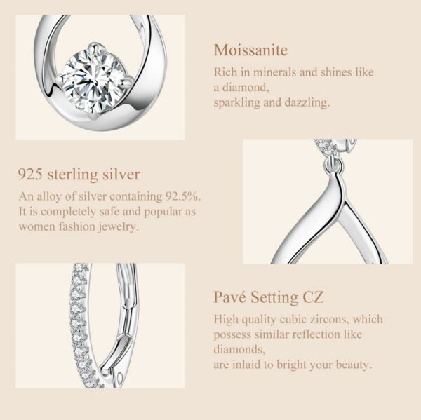Soblnig jewelry customised 1carat round Moissanite teardrop jewelry set with box chain Pendant Necklace and french hook clip Earring by 925 Sterling Silver Women Wedding Set Valentine's Day Gift