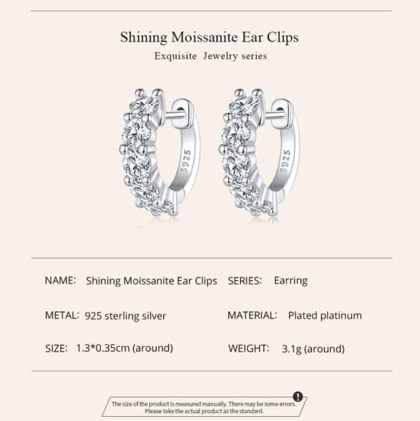 Sobling factory wholesale 925 Sterling Silver half settings Hoop Earring with 10pcs 3.5mm Round total 2.0CTW DEF Color VVS1 EX synthetic Moissanite rhodium plated
