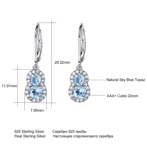 Sobling Natural Sky Blue Topaz aquamarine synthetic spinel Gemstone french hook dangling drop Earrings Real 925 Sterling Silver Wedding Gift For Women