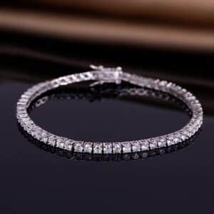 Sobling jewelry manufacturer Women's 925 Sterling Silver round 2/3/4/5mm Tennis Bracelet CZ Birthstone with safety clasp and Customized Jewelry