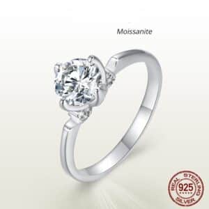 Sobling supply Luxury 1.0ct DEF round Moissanite Classic Solitaire Engagement finger Rings for Women Engagement Wedding by sterling silver 0.03mic white rhodium plating