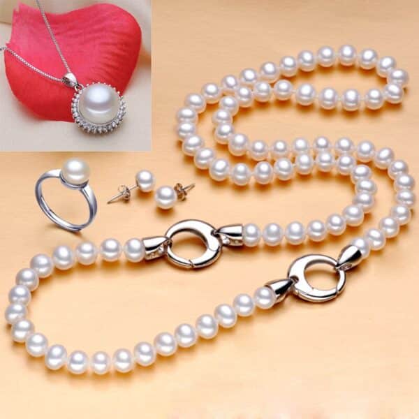 Sobling 100% natural freshwater pearl jewelry sets 925 sterling silver jewelry Necklace genuine set for woman