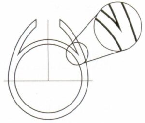 リングヘッドとリングバンドの接続部分
