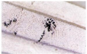 Figure 6-32 925 Dendritic surface and shrinkage porosity on a silver ring