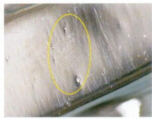 Figure 6-39 sand holes appearing on the surface of the ring