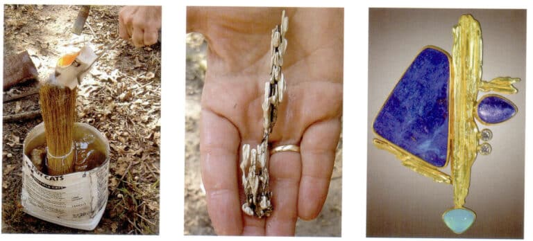 case: Wheat straw casting processAfter bundling the wheat straw and soaking it, molten metal is poured into the straw, and after solidifying, it forms a unique texture characteristic of this Process. Process