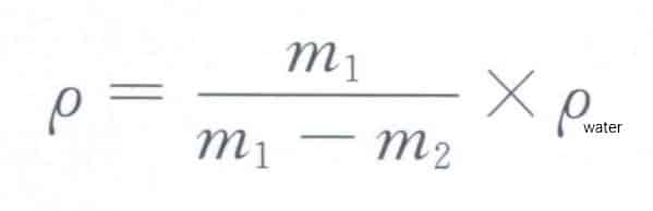 formula to calculate the density of the material: