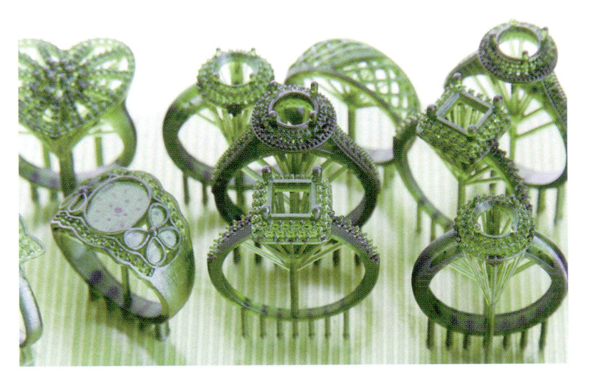 DLP技術で制御された3Dプリンターで作られたジュエリー樹脂モデルは、金属鋳造作業に直接使用することができます。