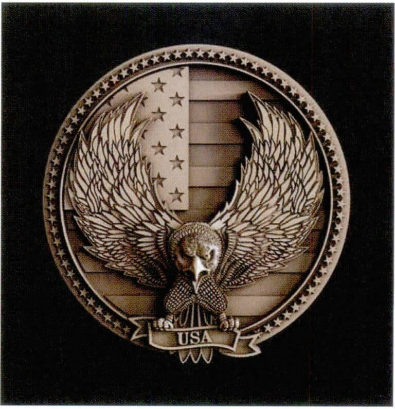 CNC彫刻機による金属工芸品