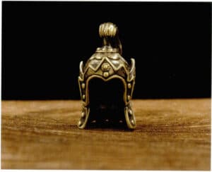 Ming Dynasty helmet, brass antiqued.