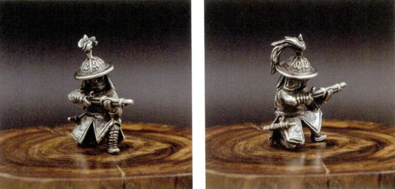 925 Large Ming gun Camp arquebusier, antiqued effect, 925 silver