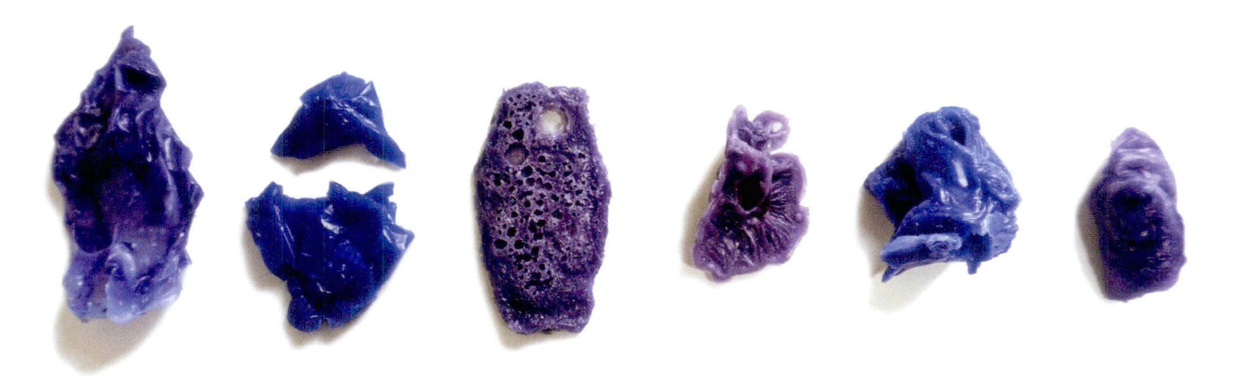 Experimental wax block formed by melting wax in water