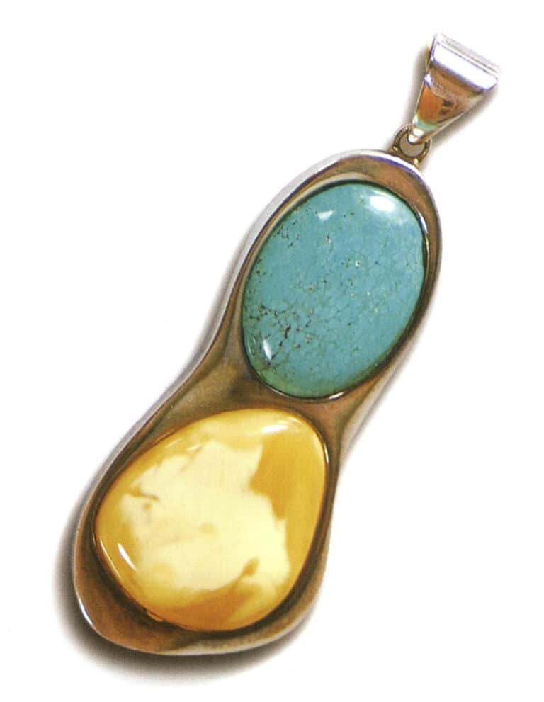 Turquoise and beeswax pendant