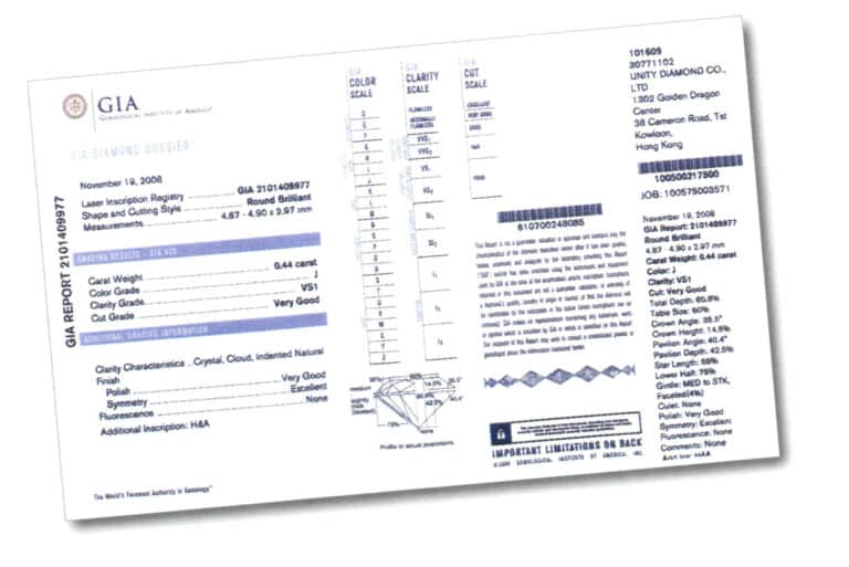 For diamonds under 1 carat, GIA small certificates usually indicate diamonds that are 30 points or 50 points.