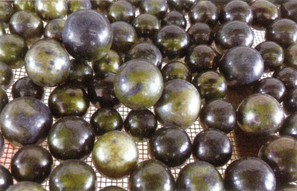 Figure 1-5-51 Dried seawater cultured pearls after the first dyeing
