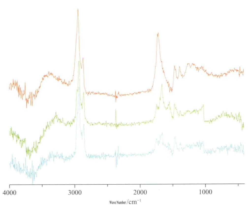 Figure 5-6-18 Infrared spectra of Marine Amber(top) and Copal resin