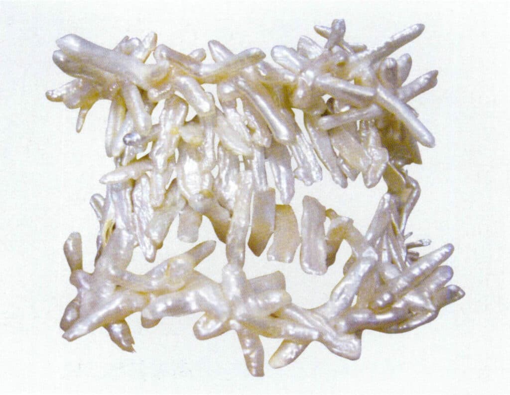 الشكل 1-4-54 لؤلؤة مستزرعة مستنبتة على شكل "صليب" على شكل لؤلؤة مستزرعة متصلة نواة المياه العذبة