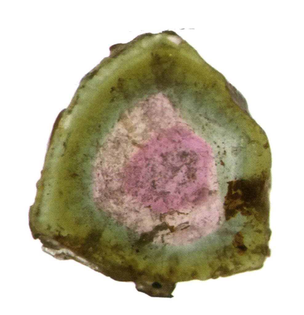 الشكل 2-3-5 التورمالين مع نطاقات الألوان