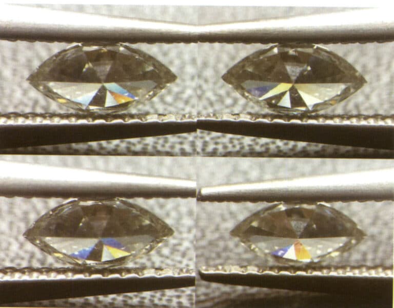 الشكل 2-3-88 تشتت الماس (المناطق الملونة في الشكل يتغير لونها ونوعها مع دوران الحجر الكريم)