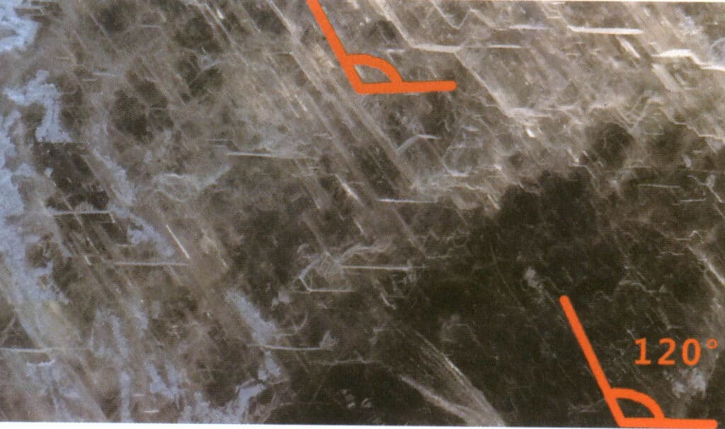 الشكل 2-4-11 زاوية تقاطع انقسام الجبس 120 درجة