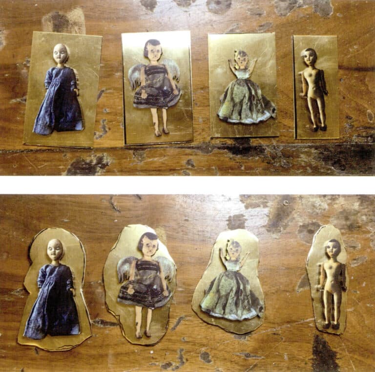 1. Cut the brass pieces according to the size of the wood pieces, and use pliers to create a relaxed silhouette shape.