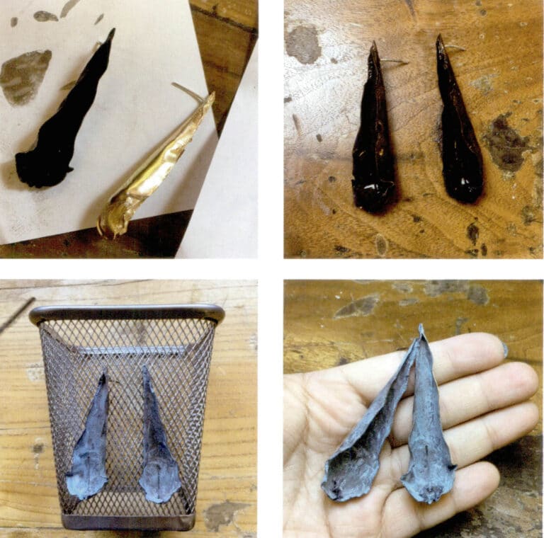 Illustration of the process of making wave earrings.