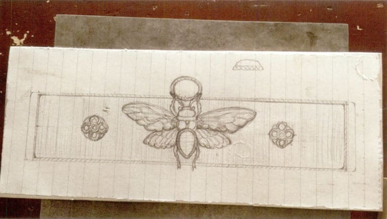 1. Stick the drawn sketch onto the annealed pure silver 999 plate with milky glue or paste.