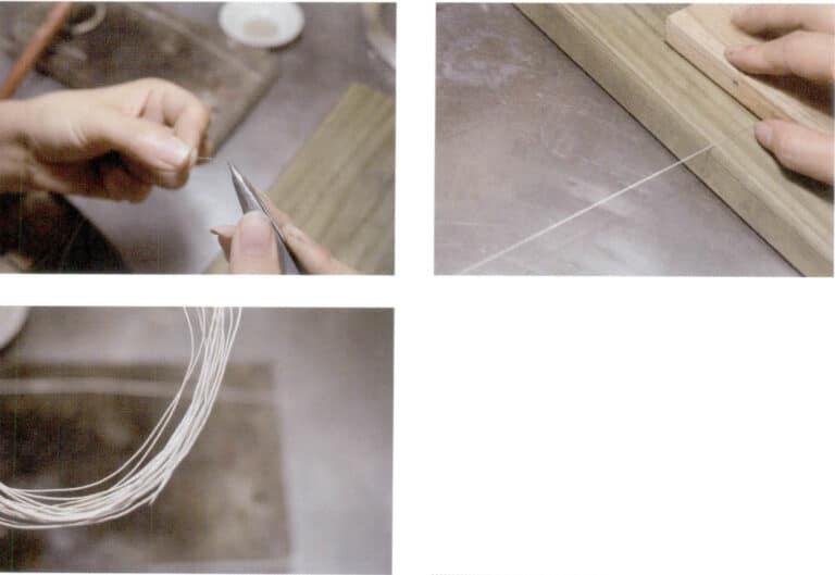 2. After overlapping 0.3 mm silver wire, twist it into a spiral shape; then use a wooden board to tighten the spiral wire.