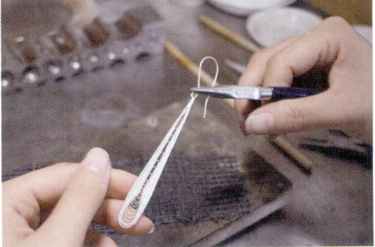 19. Completed flat filament earrings.