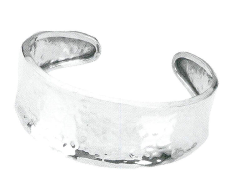 Bracciale in argento martellato, argento fino 990