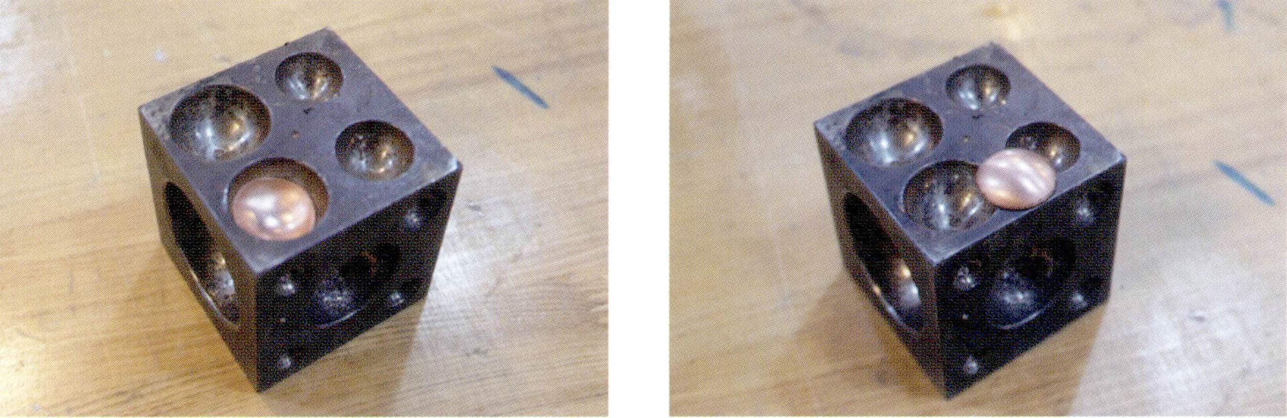 4. Постепенно переходите к более мелким ямкам и пробойникам, чтобы создать желаемую кривизну полукруга.