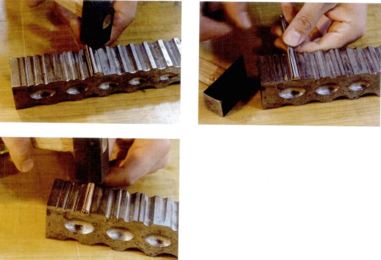 3. Постепенно переходите к более узким канавкам и пробойникам и продолжайте наносить удары