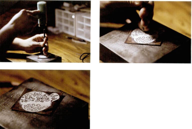 2. Use a chisel and hammer to locate the drilling position.