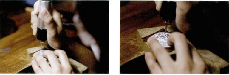 3. Use a hanging grinder drill burs to make the hole.