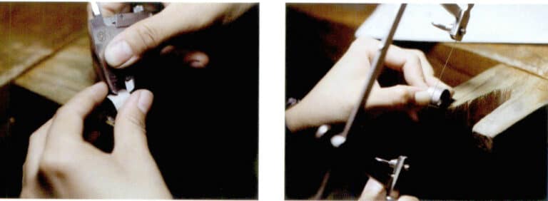 2. Use a caliper to evenly divide and position the metal ring.