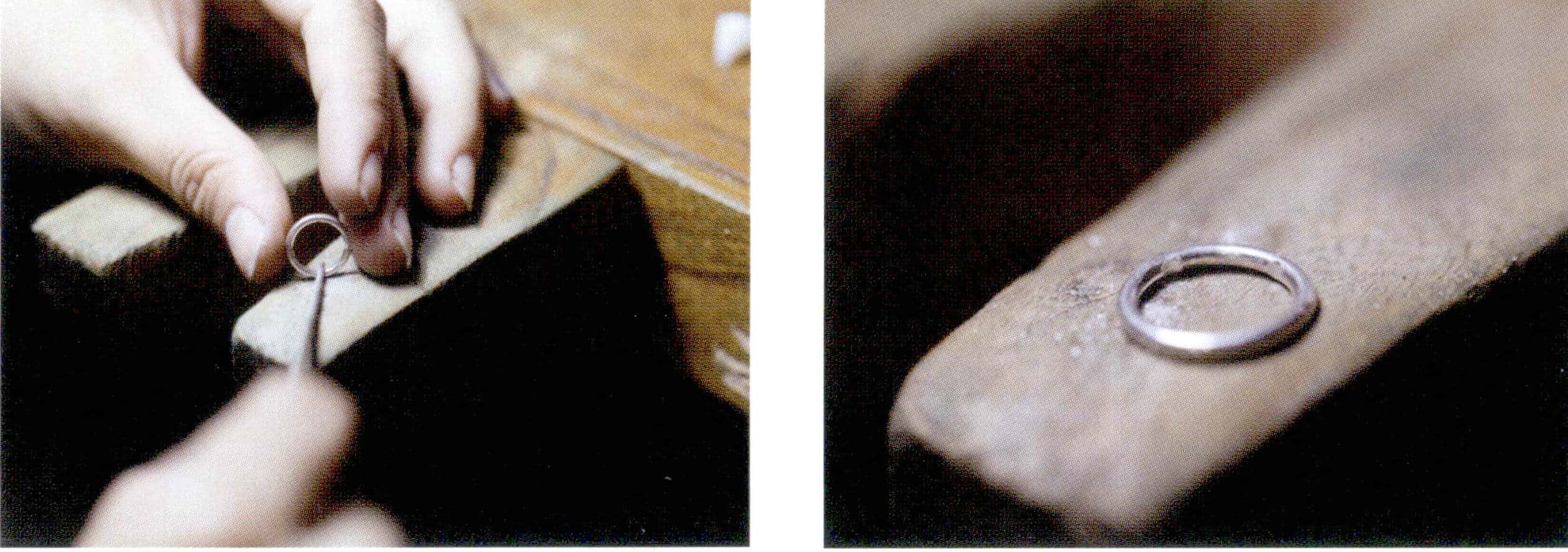 3. Grind grooves at the average 4-point position on the inner side of the ring with a round file for welding.