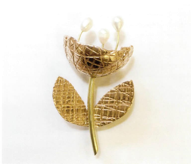 Xiebai, pansy, brooch, purple copper, brass, baroque pearl