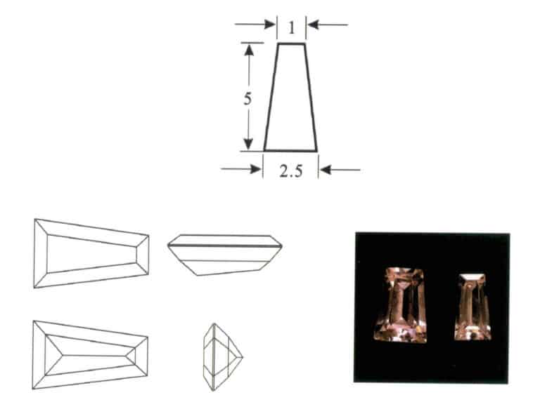 Figure 2-29 Ladder dimensions, design view, and gemstone finished product.