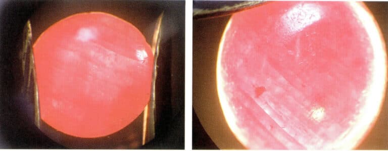 Figure 4-2 Characteristics of Dyed Rubies Under Magnification