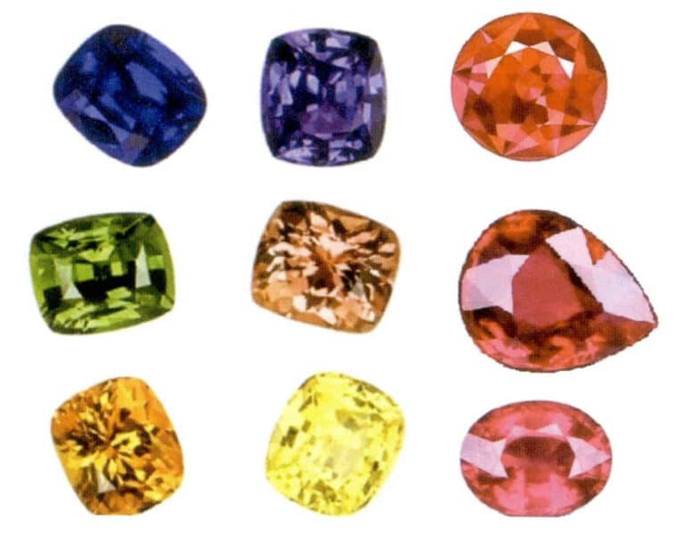 Figure 5-1 Various colors of corundum gemstones