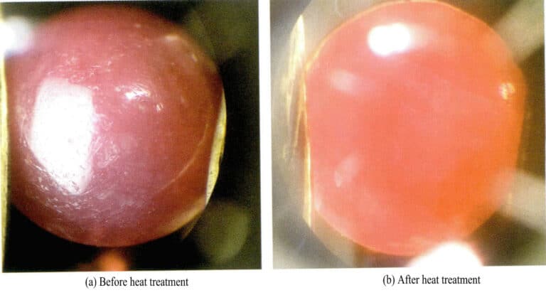 Figure 5-4 Color changes of ruby before and after heat treatment