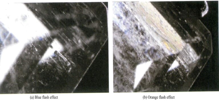 Figure 5-17 The emerald filling shows blue flashes and orange flash effects.