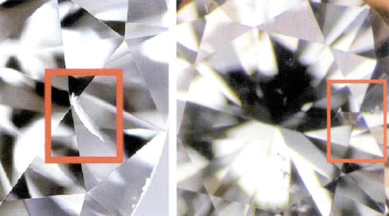 Figure 5-23 Diamonds before and after laser filling