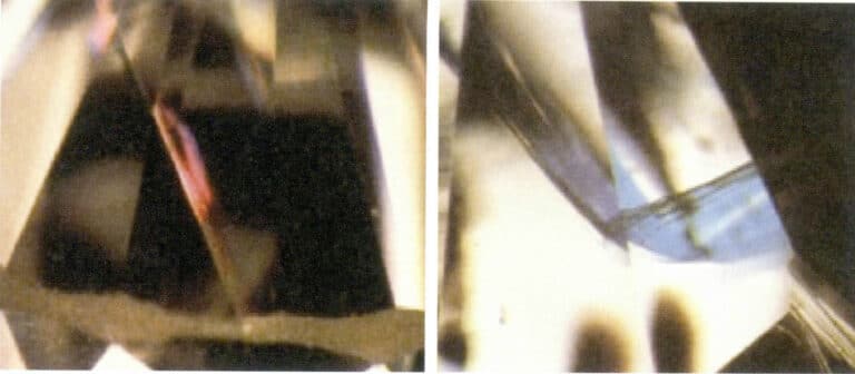 Figure 5-24 Red and blue flashes are visible on the fissure surface after filling.