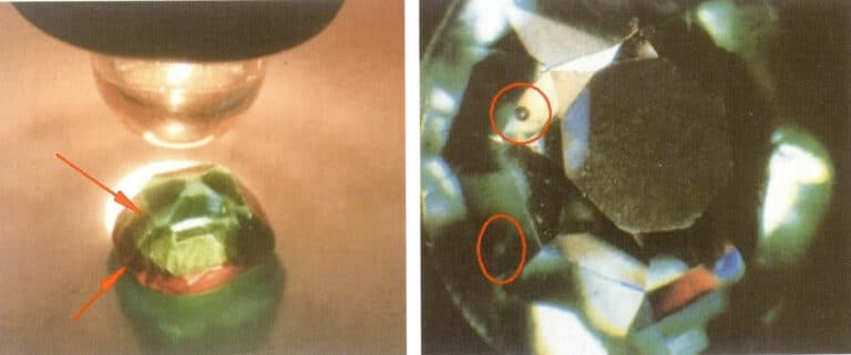 Figure 5-44 The "red circle" effect of garnet top composite stone