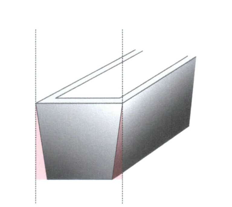 Figura 8-5 Largo na parte superior e estreito na parte inferior da posição de colocação da pedra