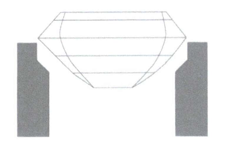 Figure 2-65 Cross-section of a rectangular brilliance cut gemstone bezel setting